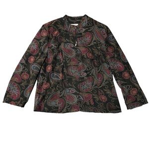 vintage‎ jm collection size 14 paisley jacket Collarless Zipper Black Purple